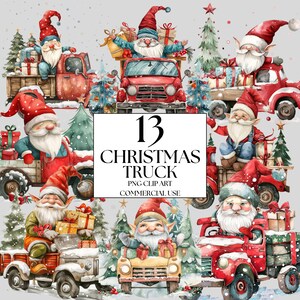 Ensemble d'illustrations de Papa Noël et de camions de Noël, cliparts d'hiver pour tous vos projets créatifs, usage commercial inclus
