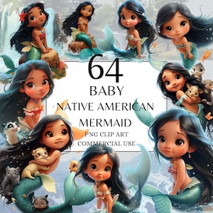 赤ちゃんの人魚のクリップアート - ネイティブ アメリカンのプリンセス クリップアート、PNG クリップアート インディアンのクリップアート、ファンタジーおとぎ話のアメリカインディアンの人魚姫 PNG