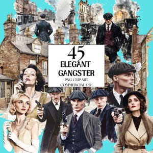 45 Clipart gangster elegante ad acquerello, Clipart soldi vecchi, Clipart uomini classici Clipart gangster vintage, Clipart gentiluomo, gangster britannico