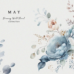 Wild Floral Clipart, Watercolor Wild Flowers, Floral Clipart, Premade Clipart, Wedding Clipart, Spring Clipart, Wild Flowers, Flowers Art