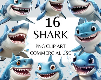 Shark Clipart Cute Shark PNG Under the Sea Clipart Ocean Clipart Watercolor Shark Clipart Summer Art, Baby Shark Clipart