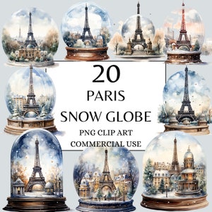 Eiffelturm Schneekugel Clipart, Aquarell Paris Schneekugel PNG, Pariser Illustration, Paris Kunst, Französische Clipart, Eiffelturm Clipart