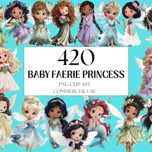 Paquete de 340 imágenes prediseñadas de princesas hadas bebés - Fondo transparente - Descarga instantánea