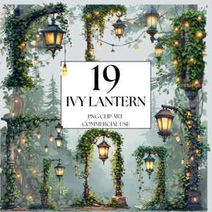 Ivy Lantern Clipart, Enchanted Forest Clipart, Ivy Plants Clipart, Climbing Ivy Vine Clipart, Fantasy Lantern Clipart, Woodland Lantern PNG