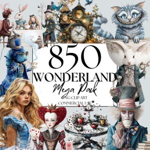 Alice Clipart Wonderland Clipart, PNG, Woodland Clipart Watercolor Fantasy Fairytale Clipart, with Instant Download, Dark Fantasy Clip Art