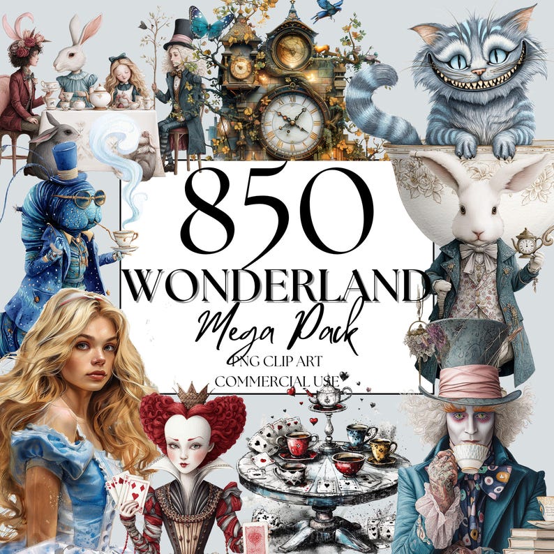 Alice Clipart Wonderland Clipart, PNG, Woodland Clipart Watercolor Fantasy Fairytale Clipart, with Instant Download, Dark Fantasy Clip Art image 1