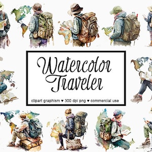 Reisender Clipart Aquarell Weltreisender PNG Clipart Backpacker Clipart Wanderer Clipart Abenteuer Walker Clipart Camper Clipart