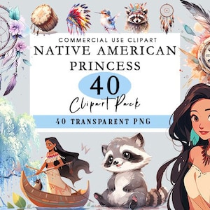 Native Amercian Princess Clipart Watercolor Amerindian Princess Native Indian Clipart Raccoon Feather Clipart DreamCatcher Clipart PNG