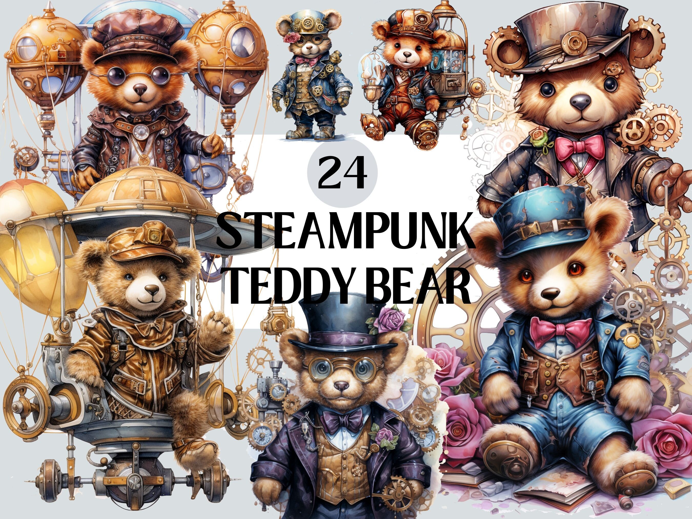 Steampunk Teddy Bear Bundle, PNG Steampunk Cliparts, Junk Journal ...