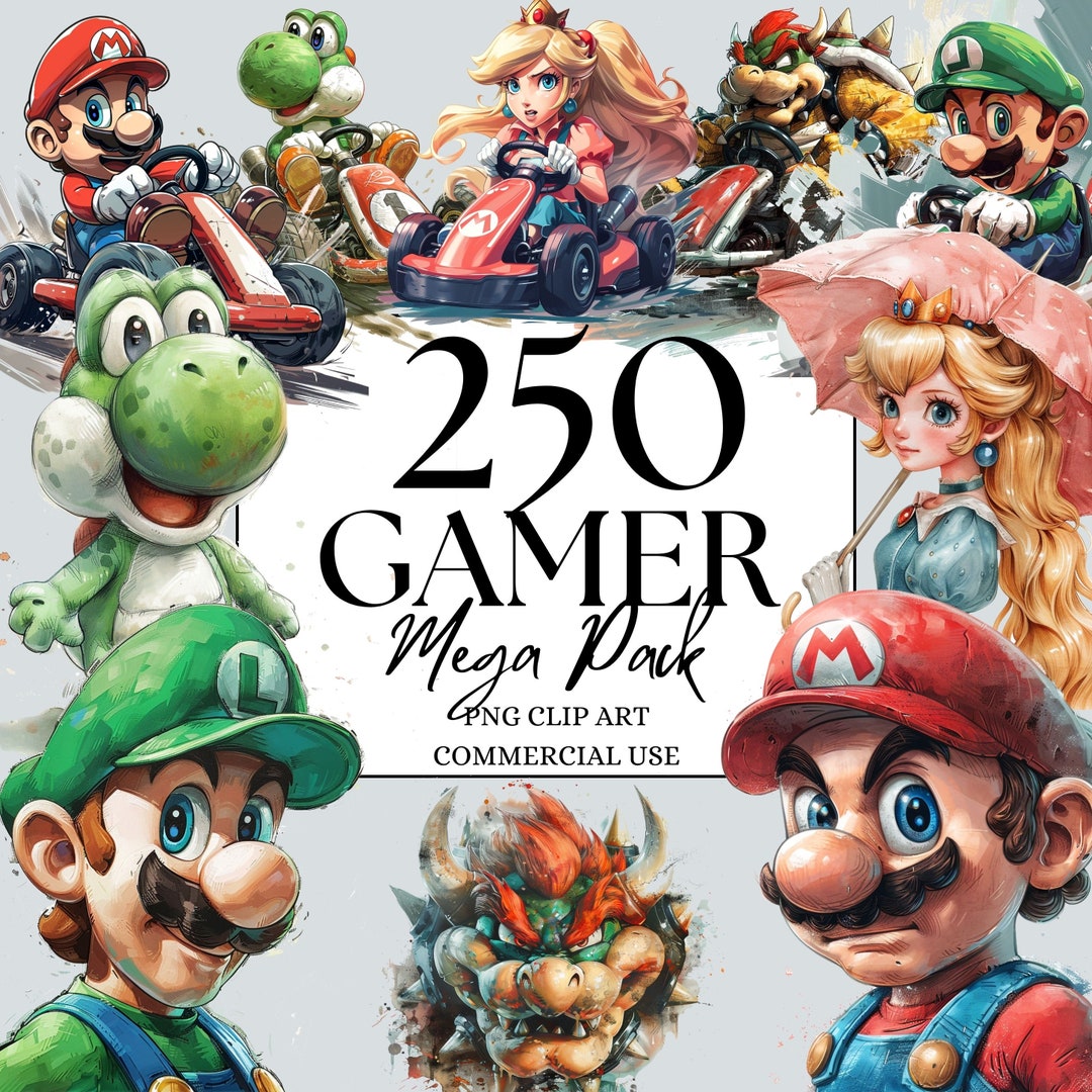 Gamer Clipart, Gamer Party Mega Pack of 250 PNG With Transparent ...