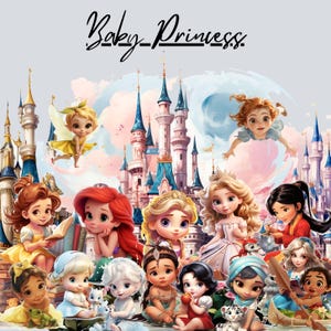 1000 Baby Princess Clipart, Watercolor Fantasy Fairytale Clipart, for Digital Download Full Commercial Use, Fantasy Princess PNG,