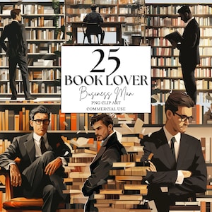 Business Man Clipart, Book lover Clipart, Book Worm Clipart, Fashion Men, Watercolor Suit Man Father Clipart, Husband, Office Man Clipart