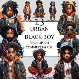 Urban Streetwear Black Boys PNG, black boys, melanin, african american, hip hop, sublimation, t-shirt design element, black kid clipart