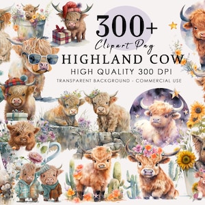 Highland Cow Collection, watercolor Highland cow clipart, baby highland cow Nursery decor, baby animals, baby highland cow png
