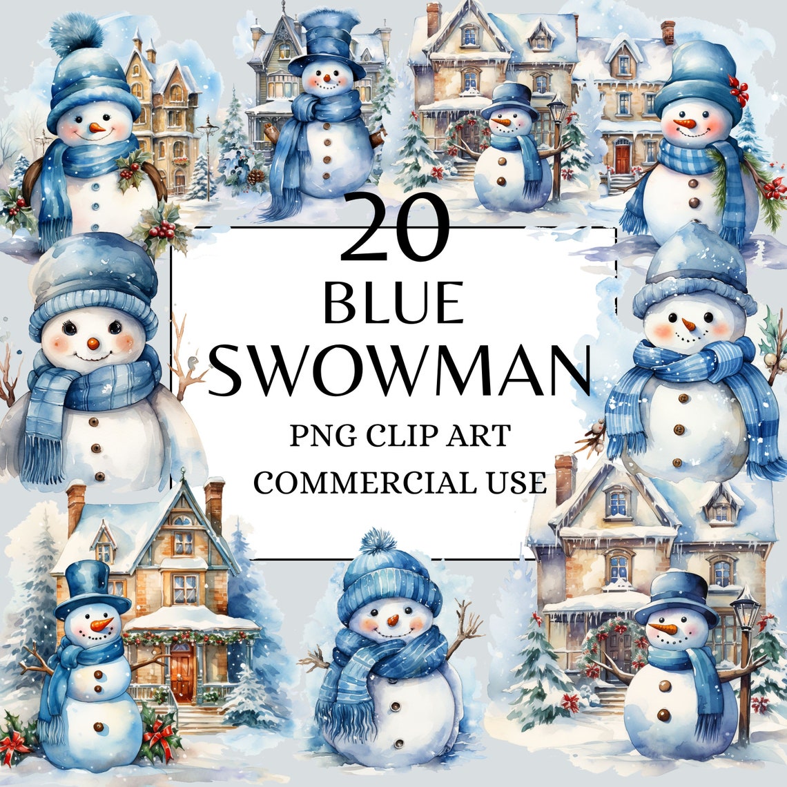 Blue Snowman Clipart Winter Holiday PNG Clipart - Blue Christmas ...
