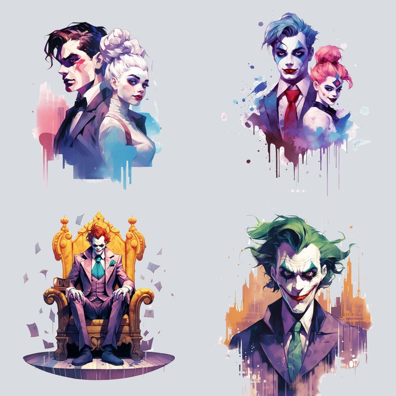 Villain Clipart, PNG, Full Commercial Use, Watercolor Fantasy Vigilante Clipart, Instant Download, Dark Knight PNG Anti Hero clipart PNG image 3