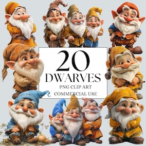 Nani Clipart Biancaneve, Fantasy Dwarf PNG, Sette nani, Favola, Download digitale, Uso commerciale