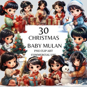 Imágenes prediseñadas de princesa bebé, imágenes prediseñadas de princesa de Navidad bebé, imágenes prediseñadas de Navidad, imágenes prediseñadas de princesa asiática de cuento de hadas de fantasía, PNG de Navidad