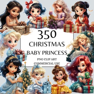 Baby Prinzessin Clipart, PNG, Weihnachten Baby Prinzessin Clipart, Aquarell Fantasy Märchen Clipart, Baby Weihnachtsprinzessin PNG