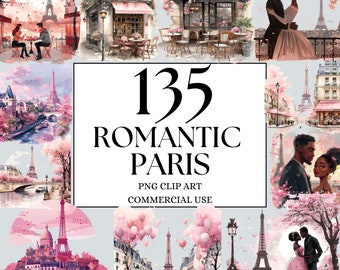 Romantic Paris Clipart, PNG Watercolor Pink Paris clipart, french bakery, Love in Paris, Junk journal, Cafe in Paris, Parisian Life PNG