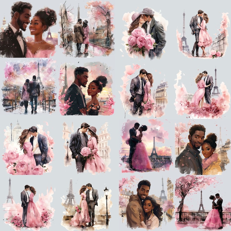 Pink Paris Clipart, PNG Watercolor Romantic Paris French clipart Haute Couture, Cafe in Paris, Parisian Life PNG Eiffel Tower Clipart Fashion image 6
