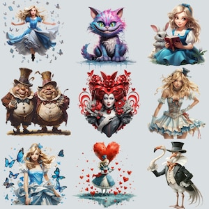 Alice Clipart Wonderland Clipart, PNG, Commercial Use, Watercolor Fantasy Fairytale Clipart, with Instant Download, Dark Fantasy Art image 5