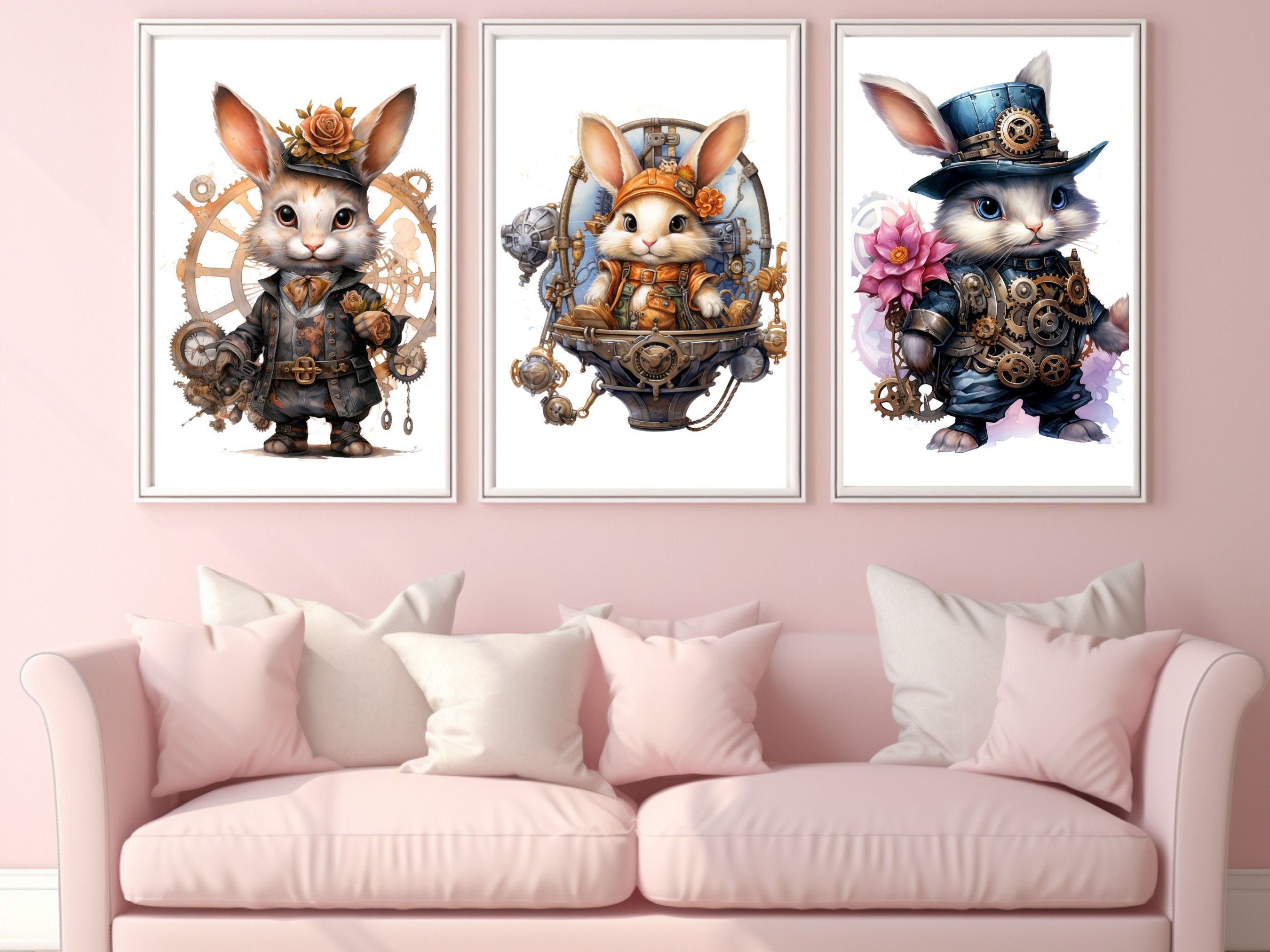 Steampunk Rabbit Bundle, PNG Steampunk Cliparts, Junk Journal ...
