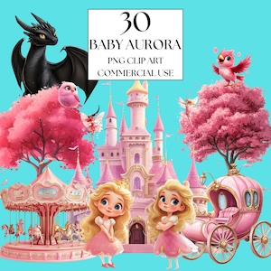 Clipart de princesa bebé durmiendo, PNG para uso comercial y descarga instantánea, paquete de imágenes prediseñadas de princesa de fantasía, princesa bebé, cuento de hadas de fantasía