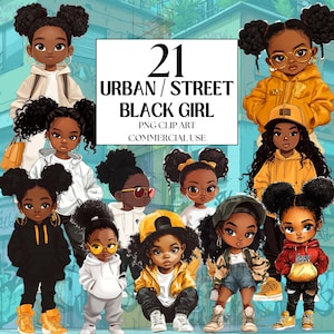 Urban Streetwear Black Girl Clipart, Afro Girl Clipart, Black Girls PNG, African American Girl Clipart, Hip Hop clipart PNG