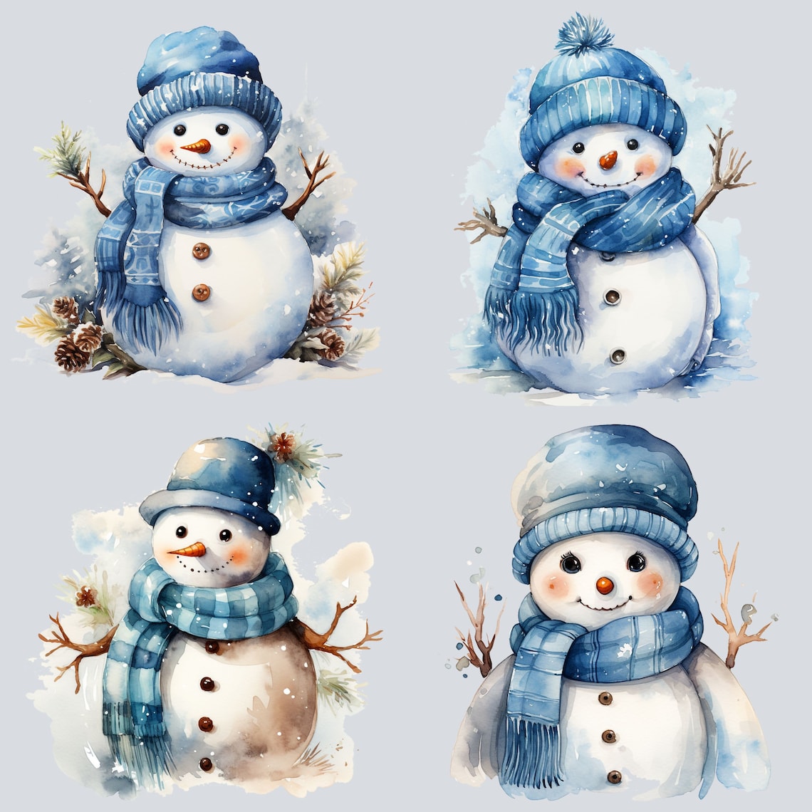 Blue Snowman Clipart Winter Holiday PNG Clipart - Blue Christmas ...