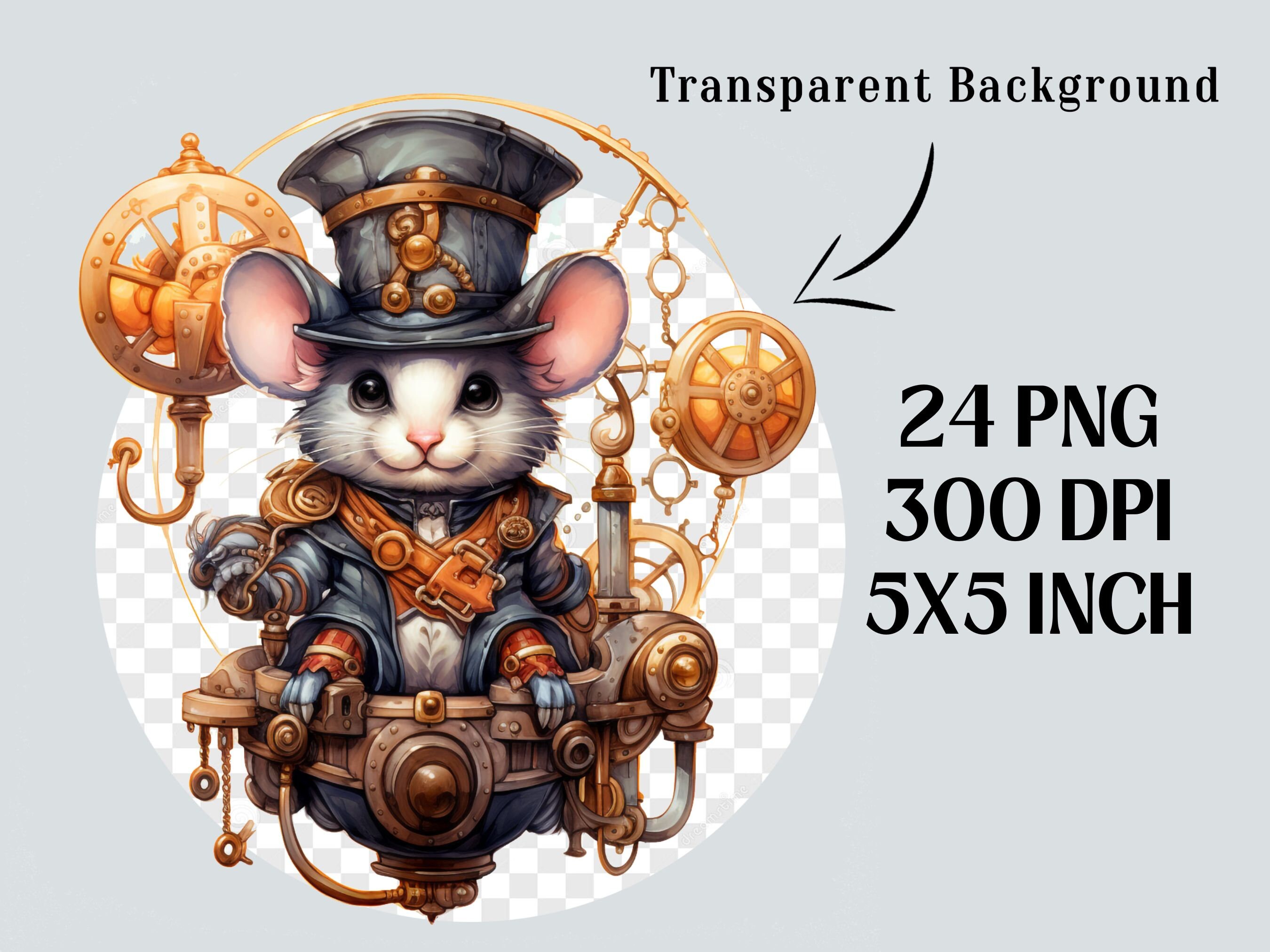 Steampunk Mouse Bundle, PNG Steampunk Cliparts, Junk Journal ...