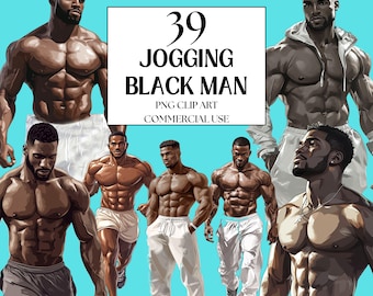 Black Men Clipart Bundle, African American Men Clipart, Black Man Clipart, Muscular Black Man Clipart, Sporty Black Man Clipart