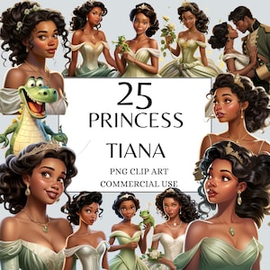 Afro Princess Clipart, Fantasy Princess PNG, Aquarell Fantasy Märchen Clipart, Black Princess, mit sofortigem Download für kommerzielle Nutzung