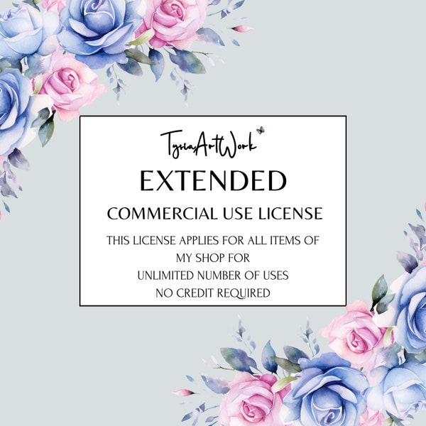 TysiaArtWork's Extended Commercial License for Clip Art and Clip art pack - For my entire Shop products - Unlimited Use - No credit required