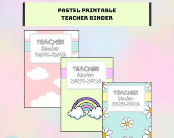 Teacher Binder, Ultimate Teacher Binder, Binder Cover, Complete Teacher Binder, Pastel Printable Teacher Binder, Teacher Planner