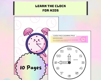 Learn The Clock, Kid's Learning Printable, Telling Time Activity, Ready to Print, Learning Time For Kids, Printable Worksheet For Kids