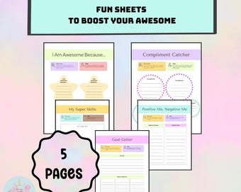 Fun Sheets To Boost Your Awesome, Kids Fun Sheet, Goal Getter Template, Printable Fun Sheets, Boost Your Awesome, Pastel Colors Fun Sheet