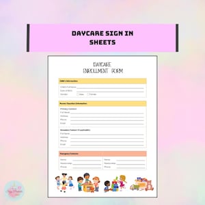 Printable Daycare Sign In Sheet, Sign In Sheet, Daycare Forms, Daycare Printable, Daycare Tools, Childcare Printable,Daycare Sign In Sheets