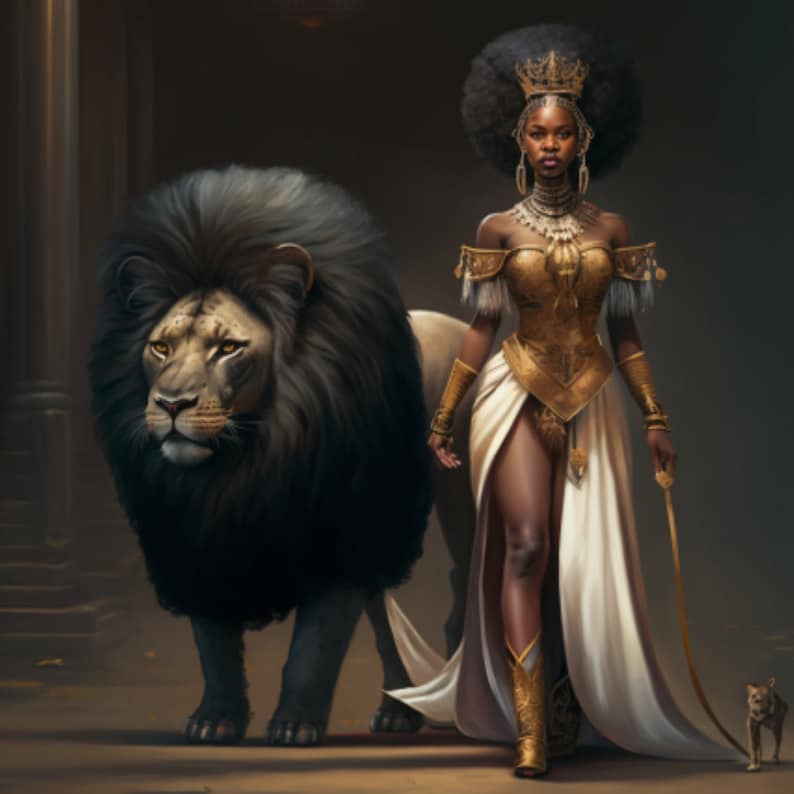 Black African Lioness Queen Lion Animal Wall Arts (Instant Download) Etsy