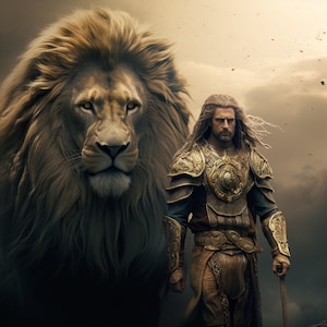 A King with His Lion |Lion King| Digital Wall Art