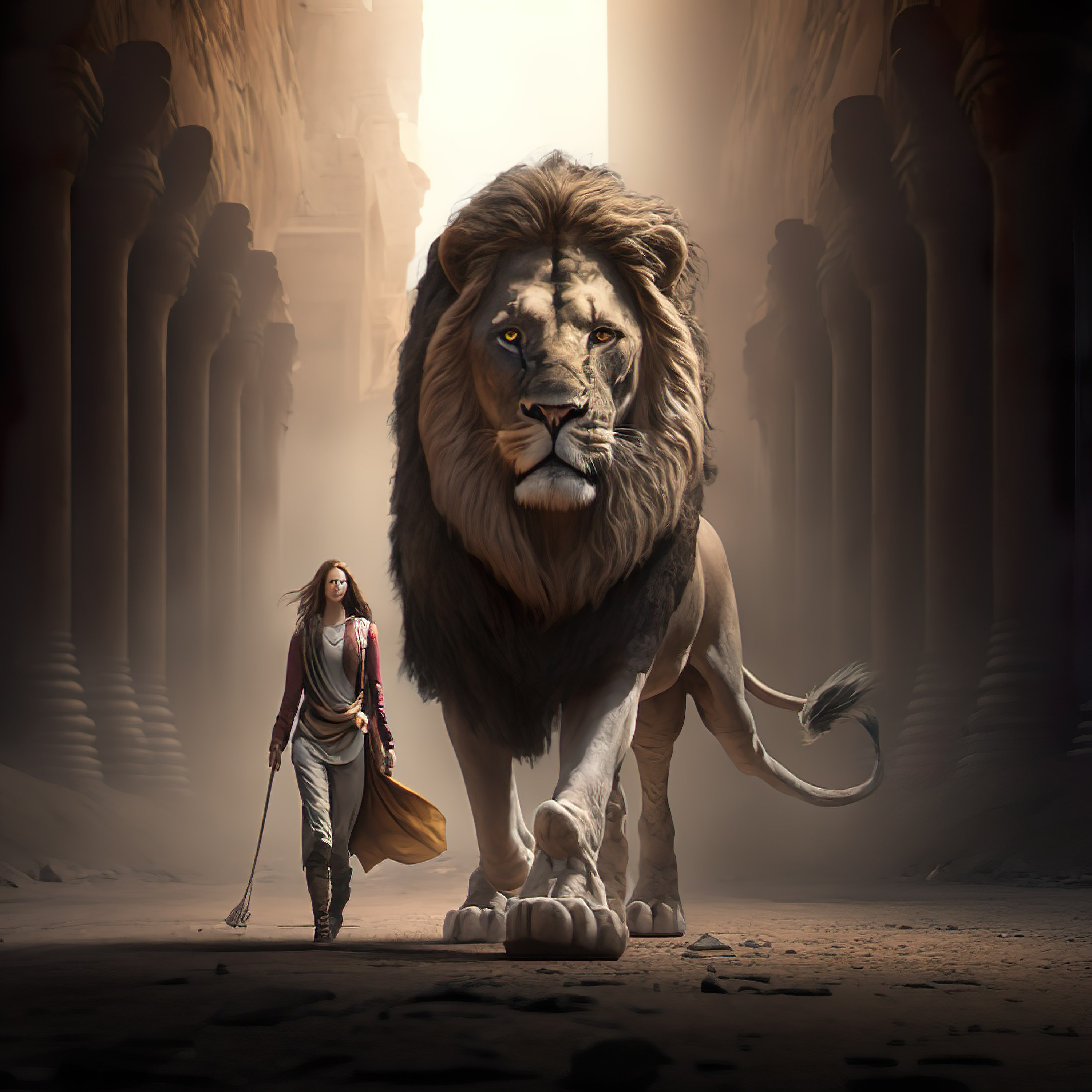 A Beautiful Queen Woman With A Huge Animal Lion - Etsy