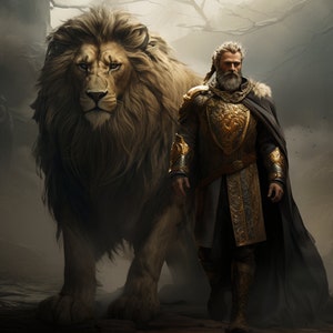 A King with His Lion | lion King| Digital Wall Art