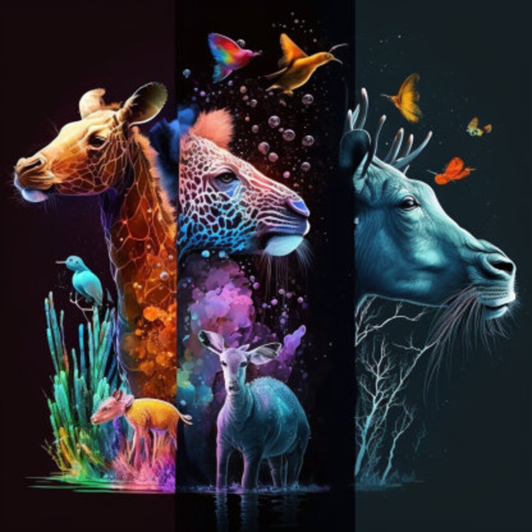 Colorful Animals, Digital Arts - Etsy