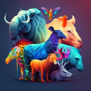 Colorful Rainforest Animals, Digital Wall Arts