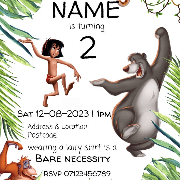 Jungle Book Themed Birthday Invitation (PDF)