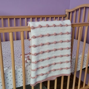 Handmade Crochet Baby Blanket with Bobble Stitch Accents - 5 color choices - Made to Order