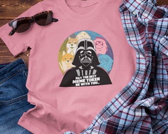 Funny Star Wars Crypto Meme T-Shirt: Darth Vader & Doge