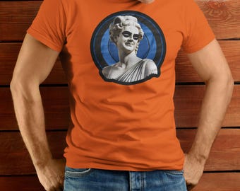 Masked Renaissance Sculpture Tee: Unique Art T-Shirt