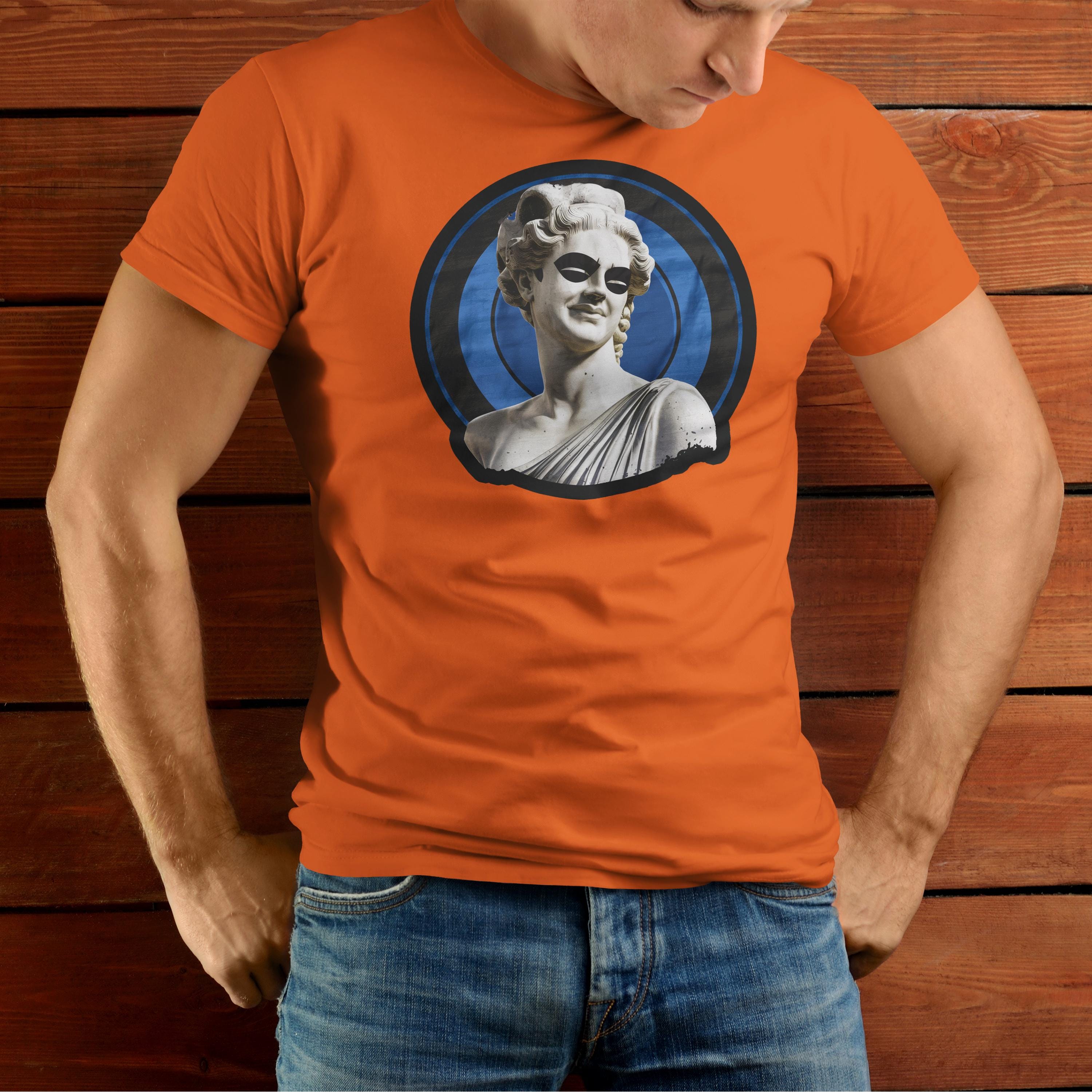 Masked Renaissance Sculpture Tee: Unique Art T-Shirt