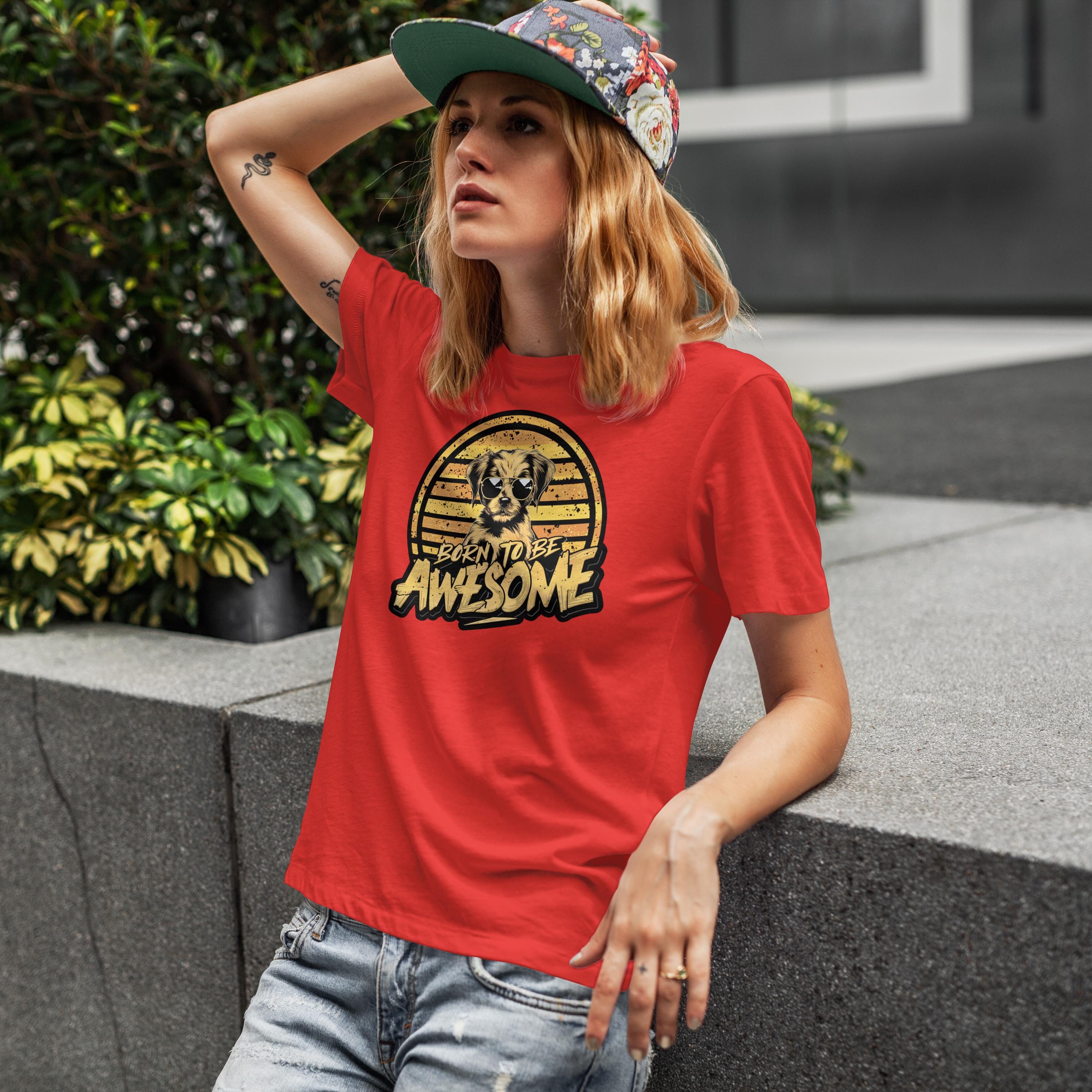 Dog Graphic T-Shirt | "Born to Be" Puppy Tee | Retro tshirt